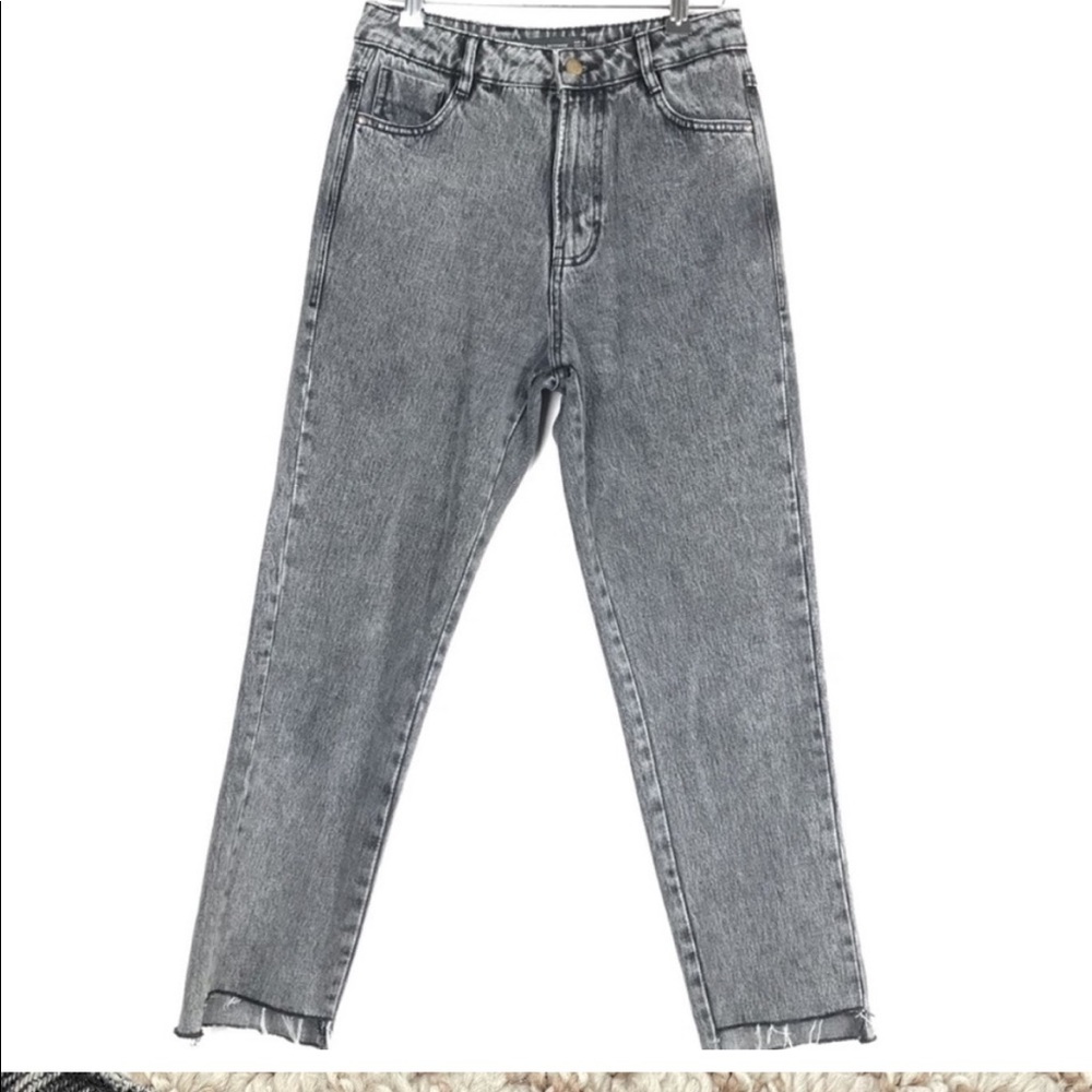 Zara Stonewashed High Waist Raw Hem Jeans